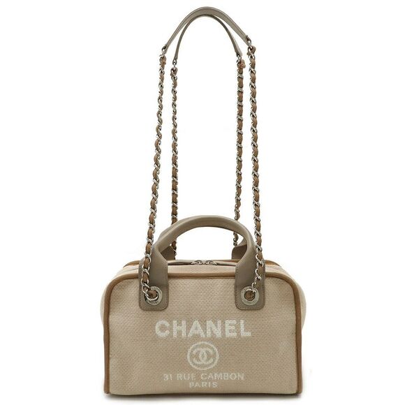 Chanel Deauville Logo 2WAY Bowling Bag - Picture 1 of 9